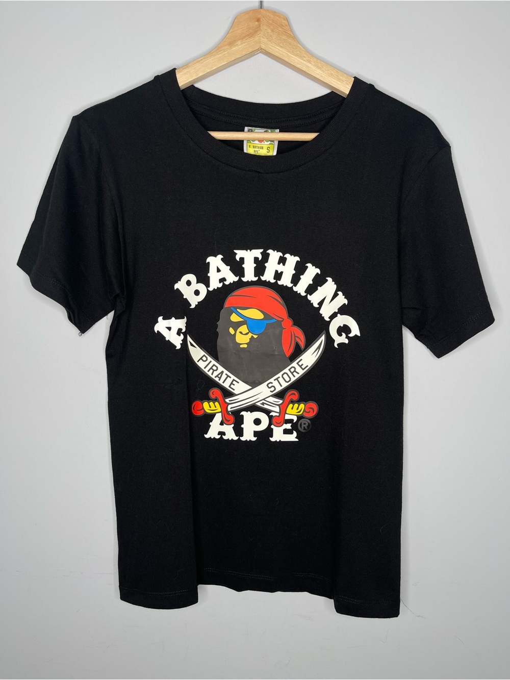 BAPE A Bathing Ape Pirate Store Graphic Print T-Shirt Black (Small) NWT